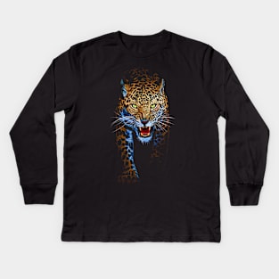 Leopard stalking Kids Long Sleeve T-Shirt